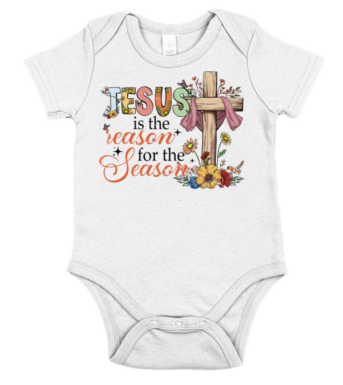 Jesus Is The Reason For The Season Short Sleeve Baby One-Piece
