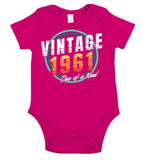 Vintage 1961 Shirt for Men Women 62 Year Old 62nd Short Sleeve Baby One-Piece