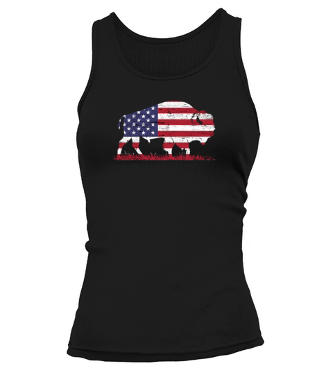 Buffalo tee American flag Retro Bison Patriotic Tank top Woman