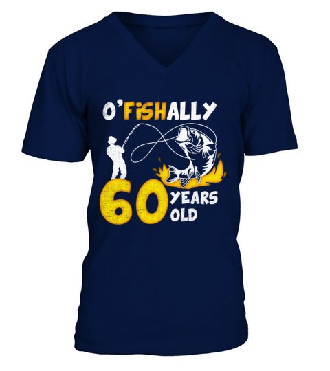 60th Birthday Fishing 1963 Vintage Fisherman Angle V-Neck T-shirt