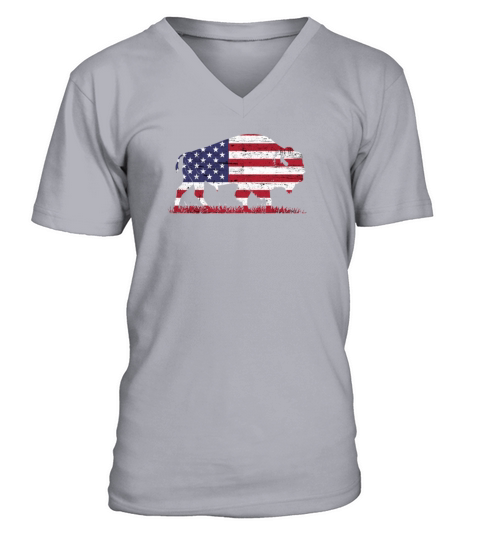 Buffalo tee American flag Retro Bison Patriotic V-Neck T-shirt
