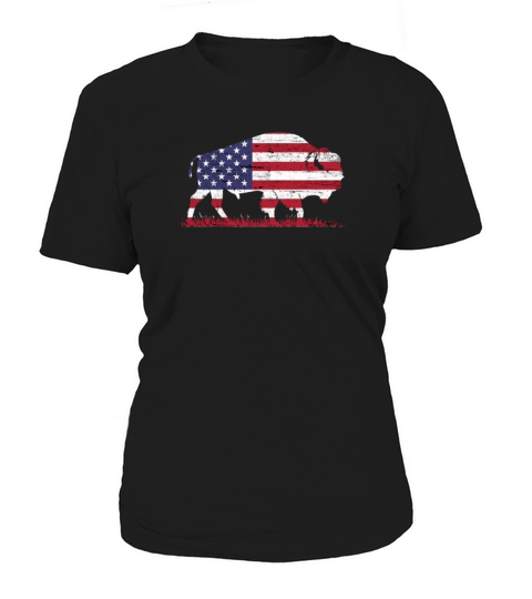 Buffalo tee American flag Retro Bison Patriotic Women's T-Shirt