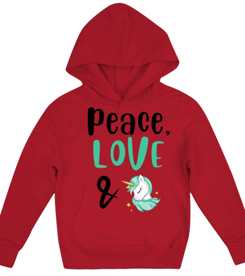 Peace Love and Unicorns Kids Hoodie