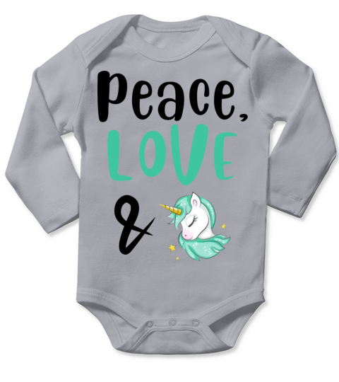 Peace Love and Unicorns Long Sleeve Baby One-Piece