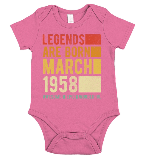 Birthday March 1958 Short Sleeve Baby One-Piece