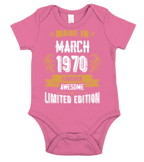 March 1970 Vintage Birthday Present Short Sleeve Baby One-Piece