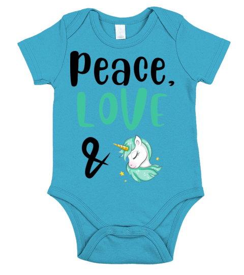 Peace Love and Unicorns Short Sleeve Baby One-Piece