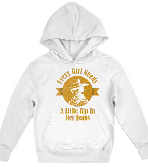 Every Girl Needs A Little Rip In Her Jeans Kids Hoodie
