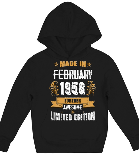 February 1956 Vintage Birthday Present Kids Hoodie