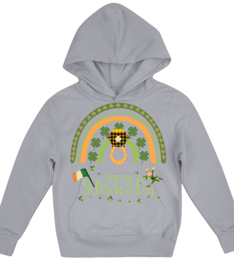 Happy Saint Patricks Day retro green rainbow with Kids Hoodie