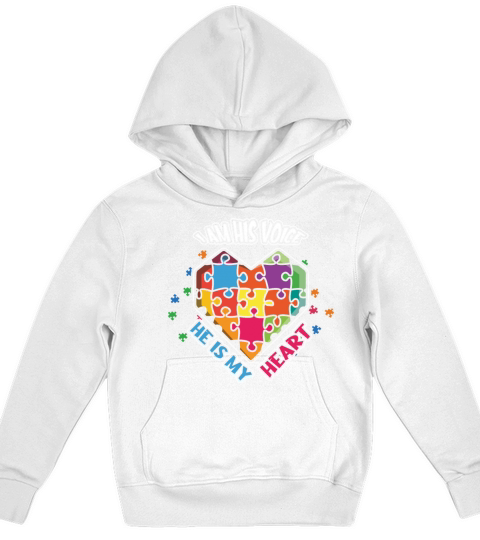 His Voice My Heart Puzzle April Autism Awareness Kids Hoodie