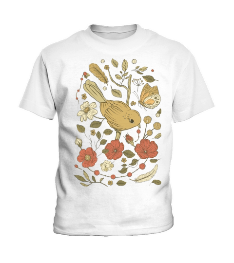 Beige Brown Bird Vintage T-Shirt Kids T-Shirt