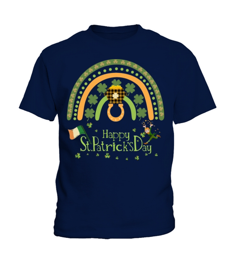 Happy Saint Patricks Day retro green rainbow with Kids T-Shirt