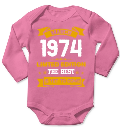 March 1974 Birthday Surprise Long Sleeve Baby One-Piece