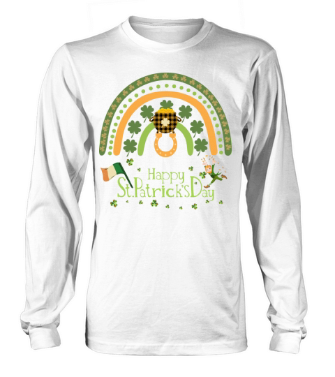 Happy Saint Patricks Day retro green rainbow with Long sleeved Unisex
