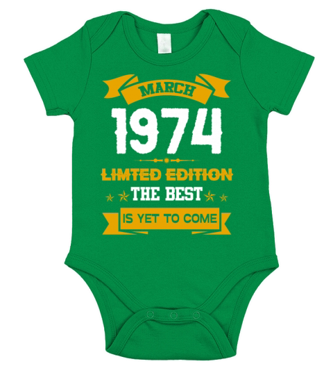 March 1974 Birthday Surprise Short Sleeve Baby One-Piece