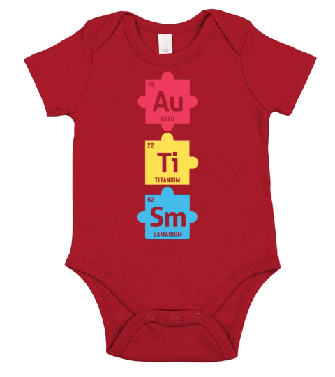 Periodic Table Colorful Puzzle Autism Awareness Short Sleeve Baby One-Piece