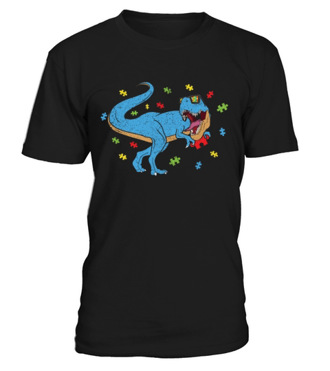 Roar Dinosaur Raptor Puzzle Autism Awareness T-Shirt Unisex