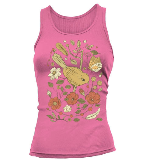 Beige Brown Bird Vintage T-Shirt Tank top Woman