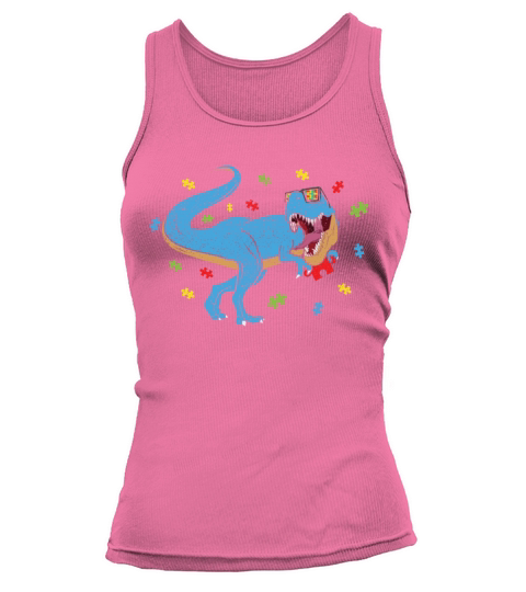 Roar Dinosaur Raptor Puzzle Autism Awareness Tank top Woman