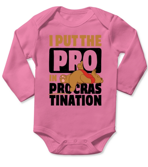 I Put The Pro in Procrastination blk Long Sleeve Baby One-Piece