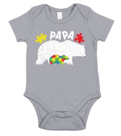 Autism Dad Bear Puzzle Colorful Autism Awareness Short Sleeve Baby One-Piece