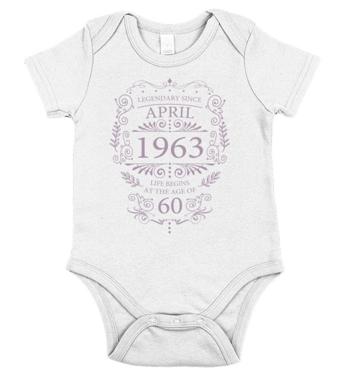 Life begins at 60 years old April 1963 vintage Short Sleeve Baby One-Piece