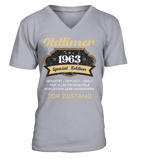 60th Birthday Vintage 1963 V-Neck T-shirt