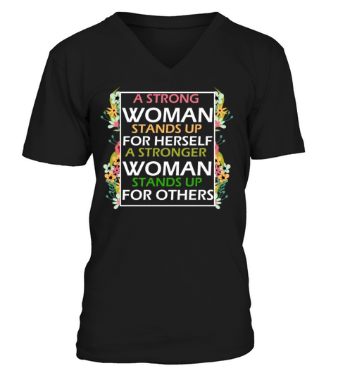 Strong Woman Empowers Women Inspiring Feminist Quo V-Neck T-shirt