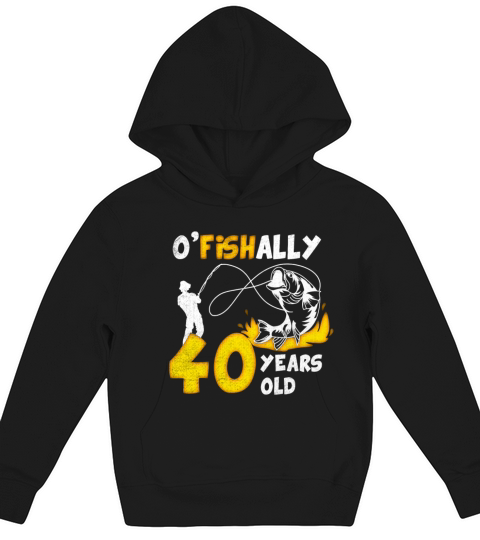 40th Birthday Fishing 1973 Vintage Fisherman Angle Kids Hoodie