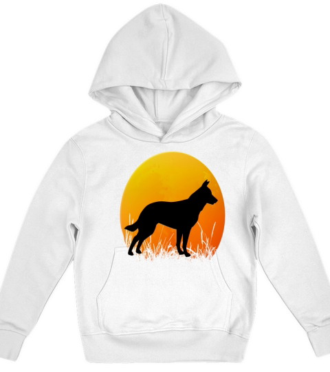 Retro Vintage Sunset Dog Silhouette T-Shirt Kids Hoodie