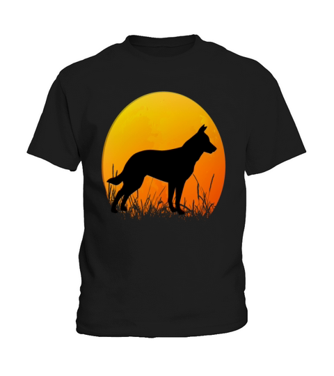 Retro Vintage Sunset Dog Silhouette T-Shirt Kids T-Shirt