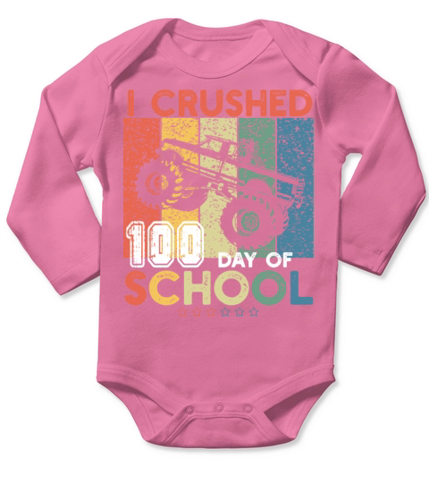 I Crushed 100 Days Of School Monster Truck vintage Long Sleeve Baby One-Piece