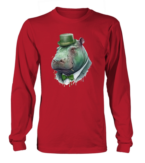 Gangster Hippopotamus St Patricks Day Long sleeved Unisex