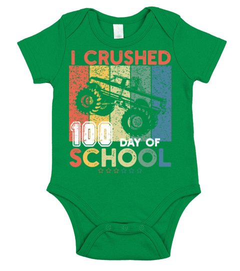 I Crushed 100 Days Of School Monster Truck vintage Short Sleeve Baby One-Piece
