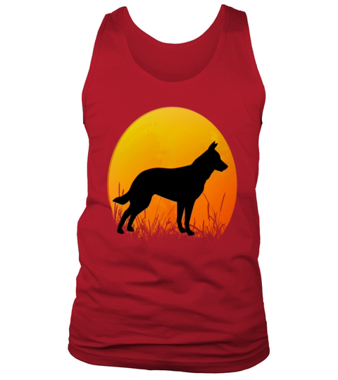 Retro Vintage Sunset Dog Silhouette T-Shirt Tank Top Unisex