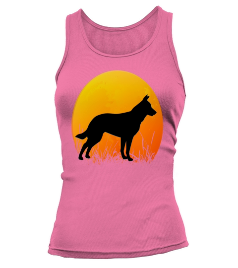 Retro Vintage Sunset Dog Silhouette T-Shirt Tank top Woman