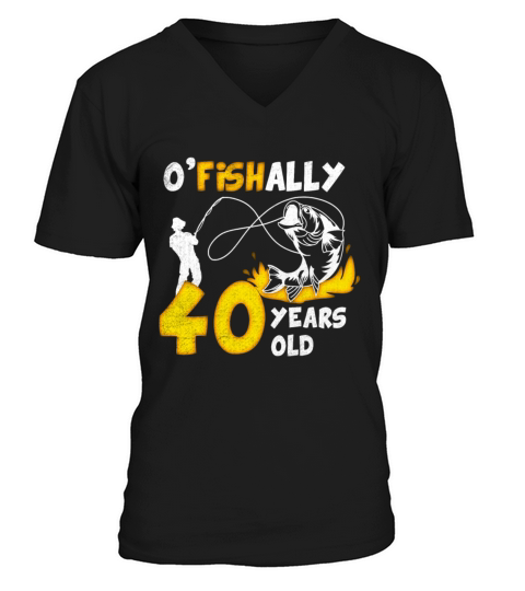 40th Birthday Fishing 1973 Vintage Fisherman Angle V-Neck T-shirt