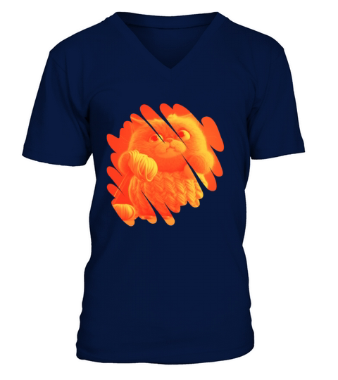 Funny and Cute Cat with a Ball of Wool V-Neck T-shirt