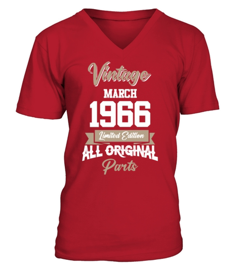 March 1966 Vintage Birthday Present V-Neck T-shirt