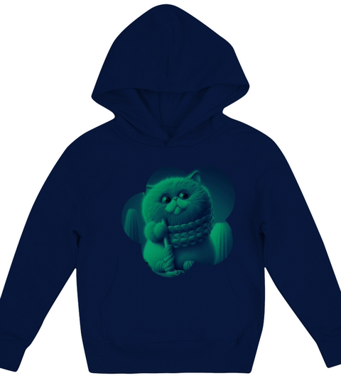 Funny and Cute Cat with a Ball of Wool Kids Hoodie