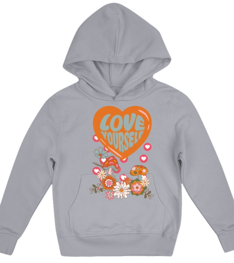 Love yourself retro groovy self care Valentine Kids Hoodie