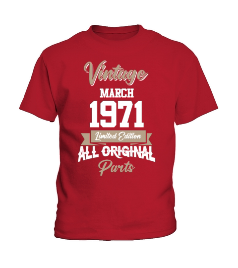 March 1971 Vintage Birthday Present Kids T-Shirt