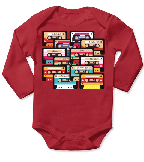 80s 90s Music Cassette Tapes Vintage Long Sleeve Baby One-Piece