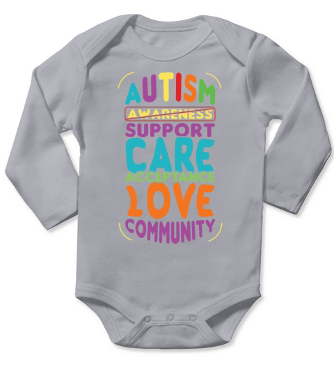 Acceptance Love Colorful Puzzle Autism Awareness Long Sleeve Baby One-Piece