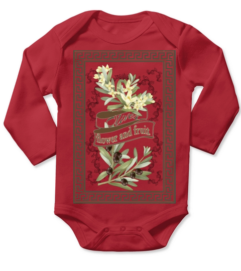 Olives - flower and fruit-Vintage Long Sleeve Baby One-Piece