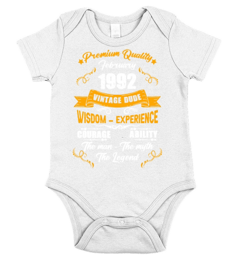February 1992 Vintage Birthday Present Short Sleeve Baby One-Piece