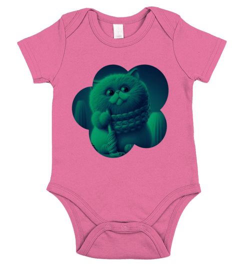 Funny and Cute Cat with a Ball of Wool Short Sleeve Baby One-Piece