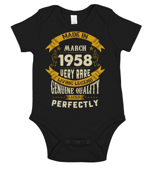 March 1958 Vintage Birthday Present Short Sleeve Baby One-Piece