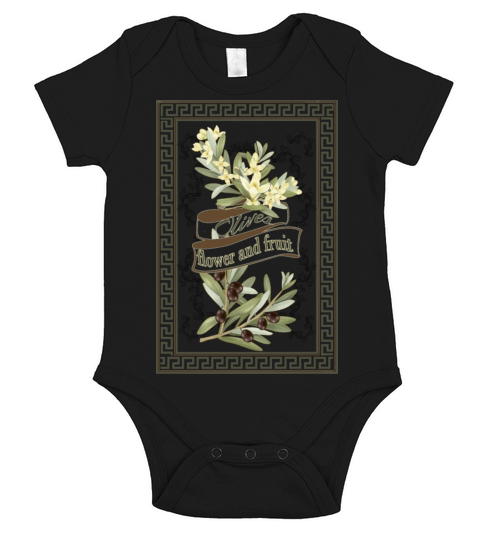 Olives - flower and fruit-Vintage Short Sleeve Baby One-Piece